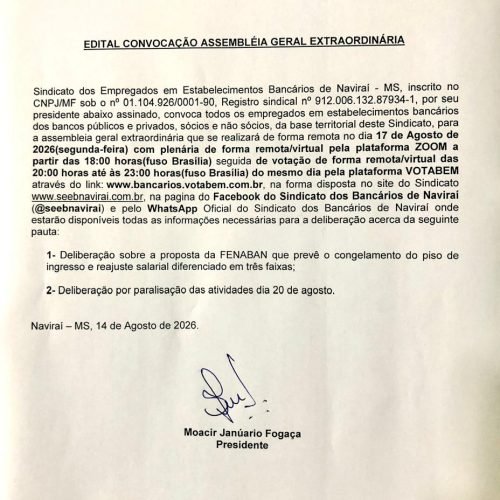 Convocação Assembleia Geral Extraordinária