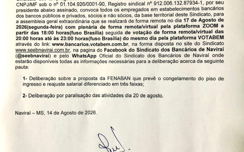 Convocação Assembleia Geral Extraordinária
