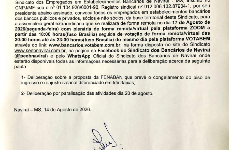 Convocação Assembleia Geral Extraordinária