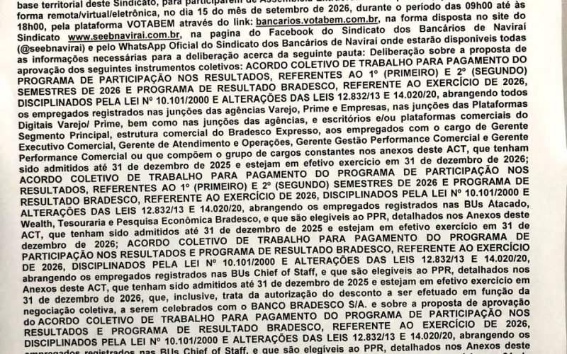 Convocação Assembleia Geral Extraordinária