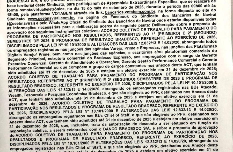 Convocação Assembleia Geral Extraordinária