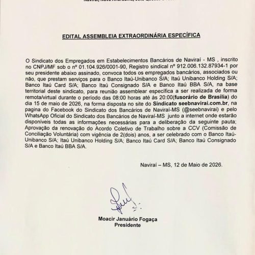 EDITAL DE ASSEMBLEIA EXTRAORDINÁRIA ESPECÍFICA